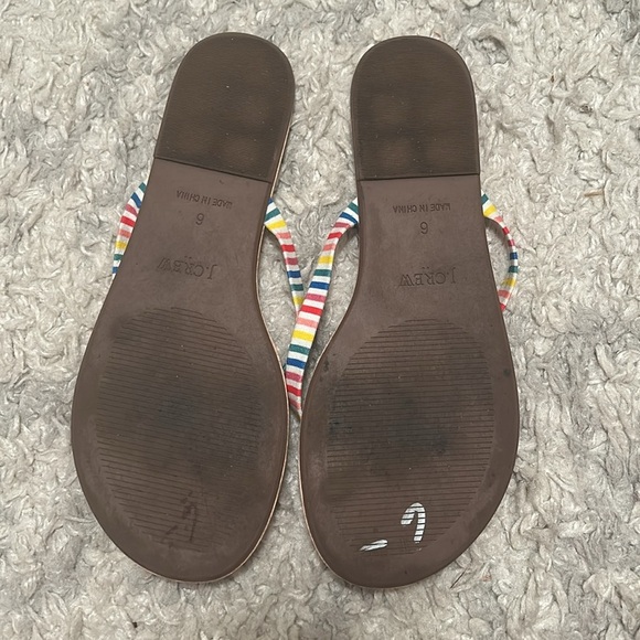J. Crew Flip Flops Rainbow Color Strap Size 6 - Picture 4 of 6